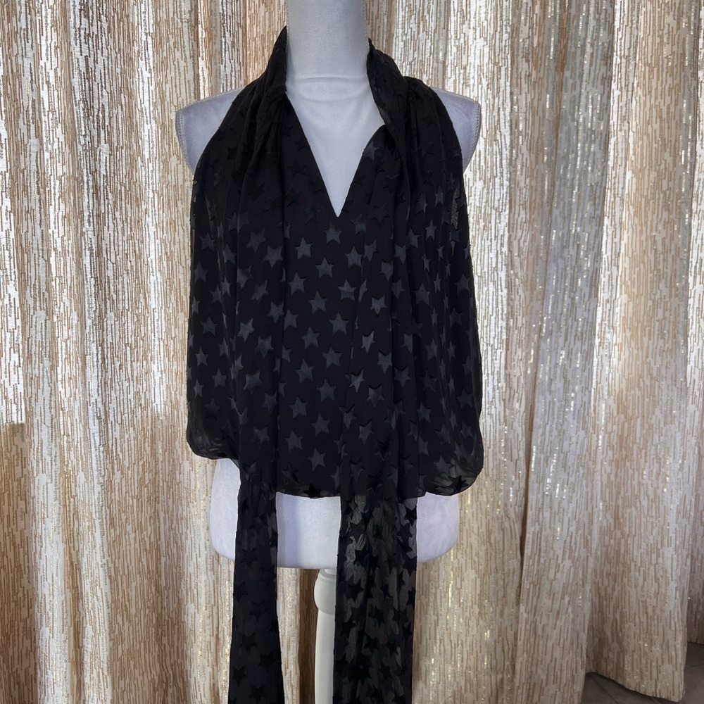 NWT Alice + Olivia Black Sleeveless Top with Star Detail